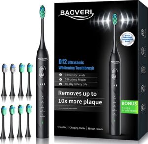 Electric Toothbrush with 8 Brush Heads for Adults