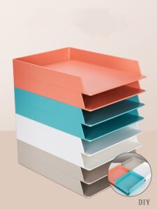 4pcs Tray Desktop File Storage Double Layer